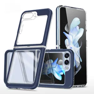 Colorful Transparent phone Case For Galaxy Z Flip 3 4 5 6 5G Hard acrylic Folding Case For Samsung Z Fold 6 5 4 3 back cover