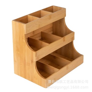 Bamboo <b>Tea</b> Bag Storage <b>Box</b> Wooden Multi Layer Rack For <b>Tea</b> Coffee Organizing Desktop Use Natural Wood Color - Product Image 3
