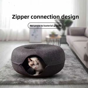 Meistverkauftes XL Tragbares Donut-förmiges Katzenbett Höhle Hochwertige Stoffqualität Modernes Luxuriöses Abnehmbares Waschbares Schlafbox - Product Image 4