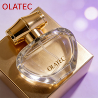 Botella de Perfume Vacía de Lujo en Forma de Corazón, 30ml/50ml, Vidrio Transparente Recargable, con Logotipo Personalizado y Empaque de Regalo