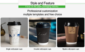 Gobelets à café jetables en papier synthétique à double paroi ondulée isolée avec couvercle et logo personnalisé - Product Image 4