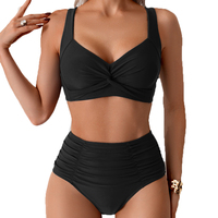 Ensemble bikini taille haute push-up pour femme, maillot de bain deux pièces torsadé, service OEM, respirant, écologique, effet ventre plat