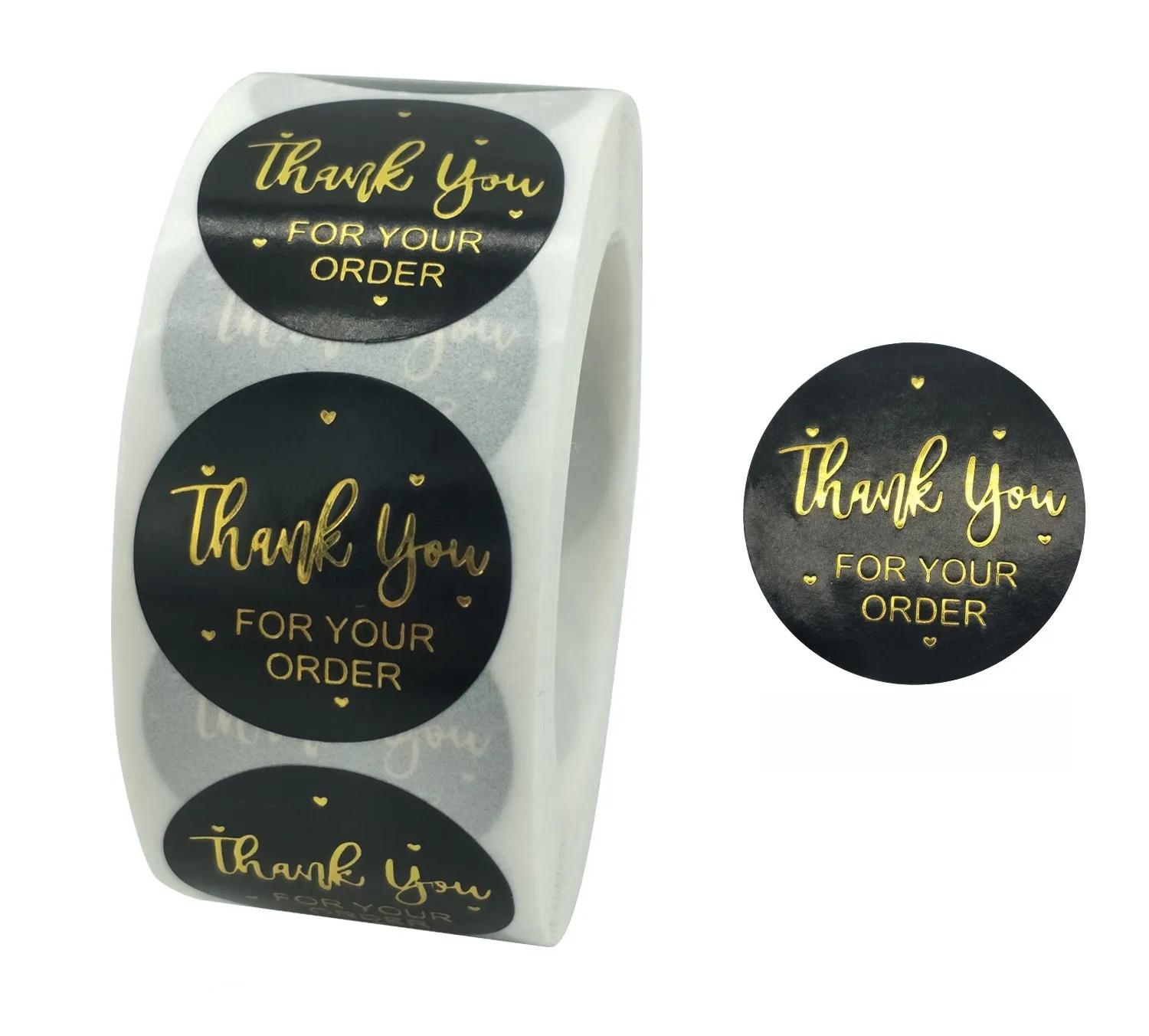 Gift Packaging Wholesale Thank You Stickers 1.5 Inch Gold Aesthetic Cute Thank You Stickers Roll for Celebrating