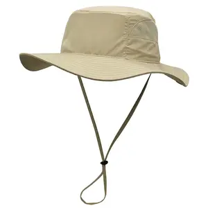 Водонепроницаемая дышащая Рыбацкая шляпа с защитой от УФ-лучей, мужские шапки-сафари, летняя Панама с регулируемой веревкой