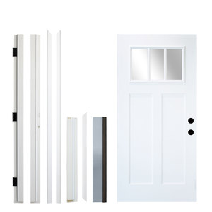 Nuovo Design bianco in fibra di vetro composito porta d'ingresso esterno impermeabile porte d'ingresso anteriori con telaio - Product Image 5