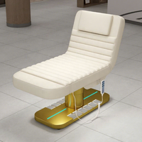 Table de massage électrique incurvée en cuir blanc personnalisable pour salon de beauté, lit de soin facial et cils avec 3 moteurs