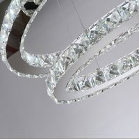 Lustre rond moderne en cristal LED pour la maison et le bureau, hauteur réglable, intensité variable, acier inoxydable chromé