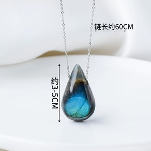 Natural Crystal Labradorite Water Drop Pendant <strong>Painted</strong> Moonstone Raw <strong>Stone</strong> Polished for Souvenir or Model - Product Image 6