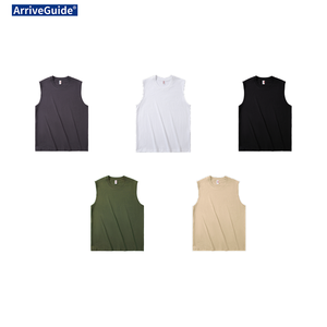 Мужская укороченная футболка-боксерка из 100% хлопка (220 г/м²) с индивидуальным принтом логотипа, летняя, без рукавов, для спорта и тренажерного зала, майка-топ для мужчин - Product Image 4