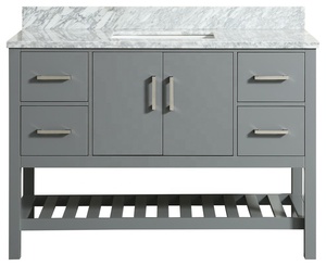 Venity Singolo In Piedi 48 Pollici Autoportante In Legno Tradizionale <span class=keywords><strong>Bagno</strong></span> Vanity Unità Con Piano In Marmo - Product Image 3