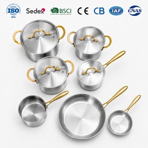 Ensemble de casseroles en acier inoxydable tri-couches 7 pièces, construction professionnelle de qualité 304, ensemble de casseroles et poêles à induction pour tous les types de cuisinières - Product Image 2