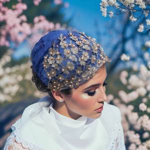Ethnic Lace Glitter Flower Headscarf Fashion Muslim Women's <b>Hat</b> - Product Image 3