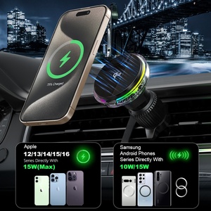 Cargador inalámbrico de coche de refrigeración con ventilador magnético Qi2 15W de precio competitivo con luz ambiental - Product Image 4