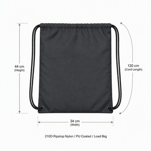 Sac à dos léger à cordon de serrage OEM en gros, de haute qualité, pas cher, réutilisable, imperméable, en tissu Ripstop, couleur et logo personnalisables, pour le voyage - Product Image 5