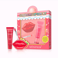 Kit coréen pour les lèvres végétalien aux fruits roses gel de sommeil hydratant masque de baume à lèvres brillant ensemble de soins des lèvres à la cerise marque privée