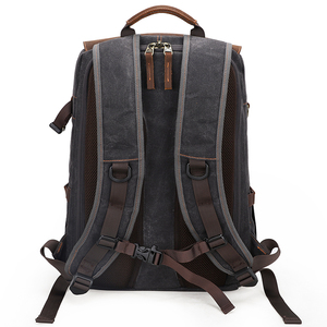 Sac à dos pour <span class=keywords><strong>appareil</strong></span> <span class=keywords><strong>photo</strong></span> et ordinateur portable en toile cirée et <span class=keywords><strong>cuir</strong></span> véritable, grande capacité, sac de voyage pour la photographie DSLR, déplacements quotidiens - Product Image 3