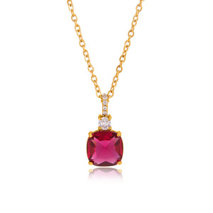 Collier pendentif géométrique quadrilatère en acier inoxydable avec accents de diamants sertis griffe pour bijoux cadeaux - Product Image 5