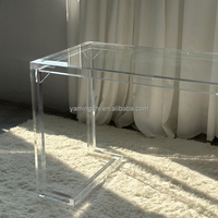 Vente en gros de meubles commerciaux au design moderne bureau en acrylique transparent table console en acrylique transparent à usage domestique épais et robuste