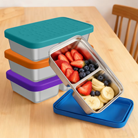 Boîte à lunch moderne et durable en acier inoxydable de 1 L, rectangulaire, pour conserver la fraîcheur, étanche à l'humidité, avec couvercle