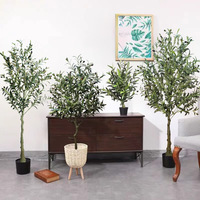Arbre d'olivier artificiel réaliste en gros avec fruits noirs, 1,5, 1,8, 2,1 m, plante artificielle en pot pour décoration intérieure et extérieure, maison et jardin