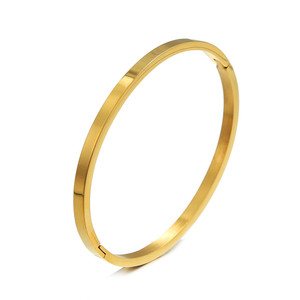 Bracciale da Uomo in Acciaio Inossidabile Placcato Oro 18K - Gioielli Trendy Minimalisti Euro-Americani <span class=keywords><strong>per</strong></span> Coppie, Resistenti allo Sbiadimento - Product Image 5