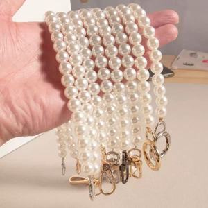 Chaîne de sac en perles beiges rouge vif de 8 mm avec fermoir mousqueton doré, accessoires de bijoux DIY, options de longueur de 15 cm à 120 cm - Product Image 1