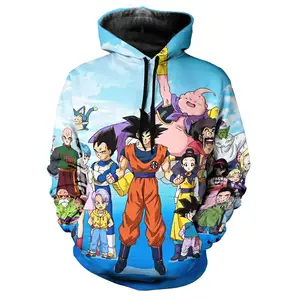 3D Cartoon Digital Printing Dragon Ball Printing Hoodie Loose Hooded Sweater Large Size Couple Wear Jersey Wholesale Price 
