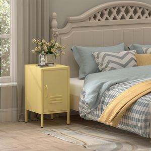 UCHANCE Metal Locker Nightstand with Door and Shelf Steel <strong>Bedside</strong> Storage Cabinet Modern End <strong>Table</strong> for Home Office <strong>Yellow</strong> - Product Image 5