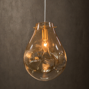 <b>Decorative</b> Glass Suspension Lamp Waterdrop Amber Shade Brass Pendant <b>Light</b> For Hotel Room - Product Image 3