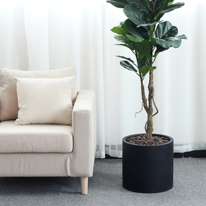 Vaso per Piante con Sottovaso per Arredamento Casa e Giardino, Grande Cilindro Nero <span class=keywords><strong>in</strong></span> <span class=keywords><strong>Cemento</strong></span>, Supporto Moderno per Piante, Logo Personalizzabile - Product Image 5