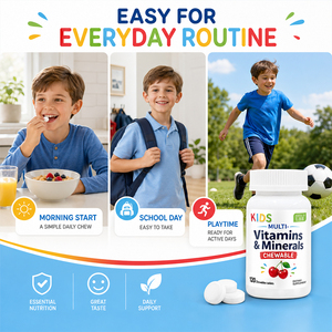 Fabricante OEM de Suplementos Multivitamínicos Shecome, Apoyo al Crecimiento, 120 Tabletas Multivitamínicas y Minerales para Niños - Product Image 3