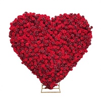 5D Rote Herzförmige Künstliche Rosenblumenwand Seidenblumen-Hintergrund Rein Handgefertigt Umweltfreundlich Wasserdicht Hochzeitsdekoration
