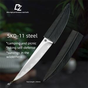 มีดพกพาแบบยุทธวิธี Black Feather ปรับแต่งได้ตามต้องการ OEM คุณภาพสูง ใบมีดเหล็กกล้าไร้สนิมคมตรง ด้ามไม้ DIY 1 - Product Image 1