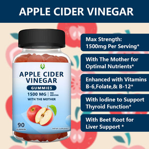 Custom Branded <b>Health</b> <b>Food</b> Grade 100% Natural Organic <b>Vitamin</b> B12 <b>Liver</b> Support Apple Cider Vinegar Gummy Candy Folate 1500mg - Product Image 5