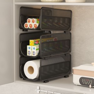 Panier de rangement de cuisine Craftsman à 3 niveaux, organisateur en maille, support de serviettes en papier pour bureau, étagère de rangement multifonctionnelle - Product Image 3