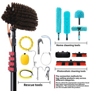 Tige télescopique en fibre de carbone à motif annulaire, longueur personnalisable de 1 à 18 mètres, pour travaux aériens de nettoyage et de sauvetage, modèle 50C - Product Image 1