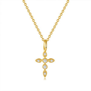 Fashion Best Selling Diamond <b>Cross</b> Pendant <b>Necklace</b> Round Brilliant Cut Moissanite DColor 925 <b>Sterling</b> <b>Silver</b> <b>Necklace</b> Wholesale - Product Image 4
