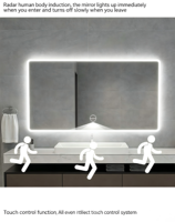 Miroir mural LED au design moderne 50x70cm, rectangulaire, en verre trempé, pour salle de bain, salon, cosmétique, avec commande tactile, réglable 3 couleurs