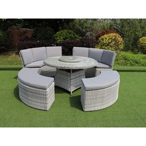 Moderno 10 Asiento Al Aire Libre Redondo Comedor Set Rattan Mesa Redonda ratán perezoso <span class=keywords><strong>Susan</strong></span> - Product Image 2