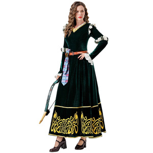 Vestido largo verde oscuro estilo corte medieval para mujer, disfraz de renacimiento, talla única para adultos - Product Image 1