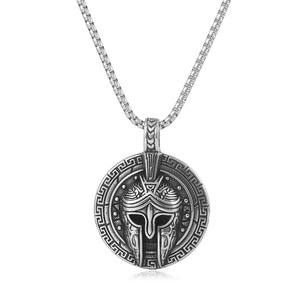 yunnique Spartan Warrior Round Pendant Stainless Steel <b>Necklace</b> Men's Gift FY12015 - Product Image 1