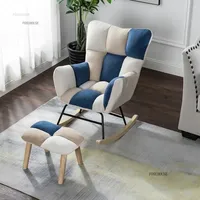 Fauteuils de salon en tissu de luxe, chaise longue de balcon avec repose-pieds, fauteuil moderne de détente, chaise à bascule, meubles de salon
