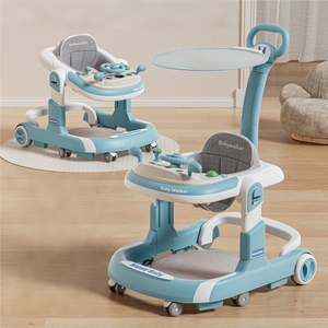 Marche-bébé 3 en 1 avec balançoire et <span class=keywords><strong>chaise</strong></span> haute, marche-bébé pliable en plastique avec roues, siège réglable en hauteur pour bébé - Product Image 6