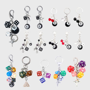 JS Wholesale 23 Styles Y2K Breloques de sac créatives avec cerise, étoile argentée, cœur, boule noire, dé, porte-clés pour femmes et hommes - Product Image 5