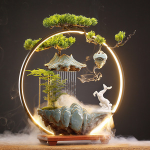 Adornos de flujo de dinero caliente Fuente creativa para <span class=keywords><strong>el</strong></span> hogar Sala de estar Oficina Escritorio LED Flujo de cascada Quemador de incienso Adornos - Product Image 3