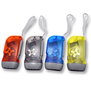 Promotional Mini Hand Press Crank Led Flashlight Camping Outdoor 3 LED Flashlight with Custom Logo