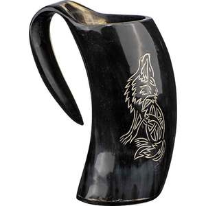 Taza de café y cerveza de cuerno para beber tallada vikinga natural hecha a mano personalizada para restaurantes de hoteles en casa de la India. - Product Image 3