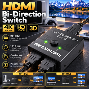 1080P Bidirektionaler <span class=keywords><strong>HDMI</strong></span>-<span class=keywords><strong>Switch</strong></span> <span class=keywords><strong>2x1</strong></span> 1x2 <span class=keywords><strong>HDMI</strong></span> 1.4 2-Port Video-Selektor Umschalter für TV Monitor PC Laptop Projektor Spielkonsole - Product Image 1