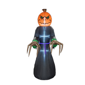 Décoration de jardin lumineuse transfrontalière pour <span class=keywords><strong>Halloween</strong></span> : Grim Reaper, tête de citrouille et sorcière gonflables de 2,4 mètres - Product Image 1