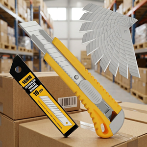 Cuchillo <span class=keywords><strong>Retráctil</strong></span> Industrial <span class=keywords><strong>de</strong></span> 18 mm con Bloqueo Automático, Hoja <span class=keywords><strong>de</strong></span> Acero con Alto Contenido <span class=keywords><strong>de</strong></span> Carbono SK2 SK5 - Product Image 1